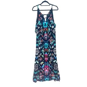 Nicole Miller Women's Colorful Halter Top Maxi Dress Sz XL